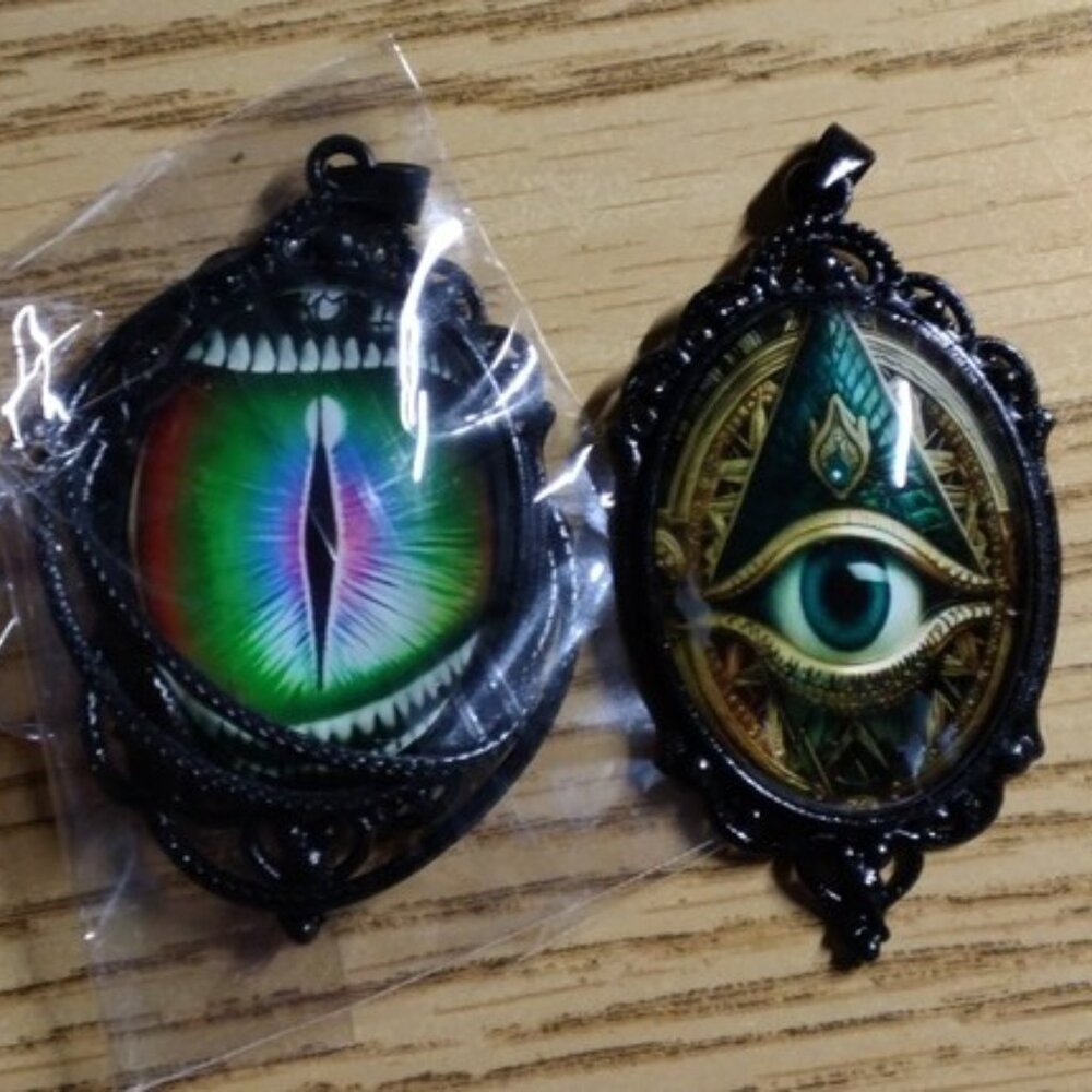 NWOT 2PC Evil Eye Pendant Necklace Dragon Eye Necklace Mystical Eye Necklace